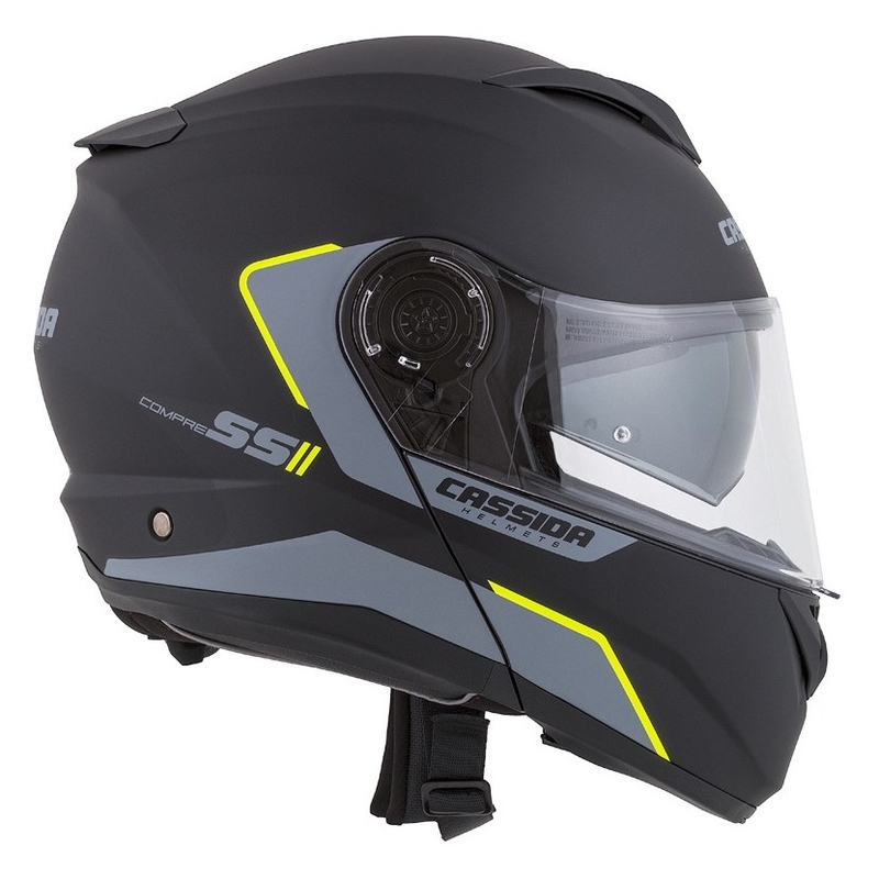 Motociklistička kaciga na preklop Cassida Compress 2.0 Refraction crna-siva-fluo žuta rasprodaja