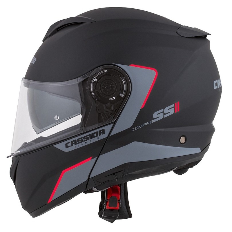 Motociklistička kaciga na preklop Cassida Compress 2.0 Refraction crno-sivo-crvena