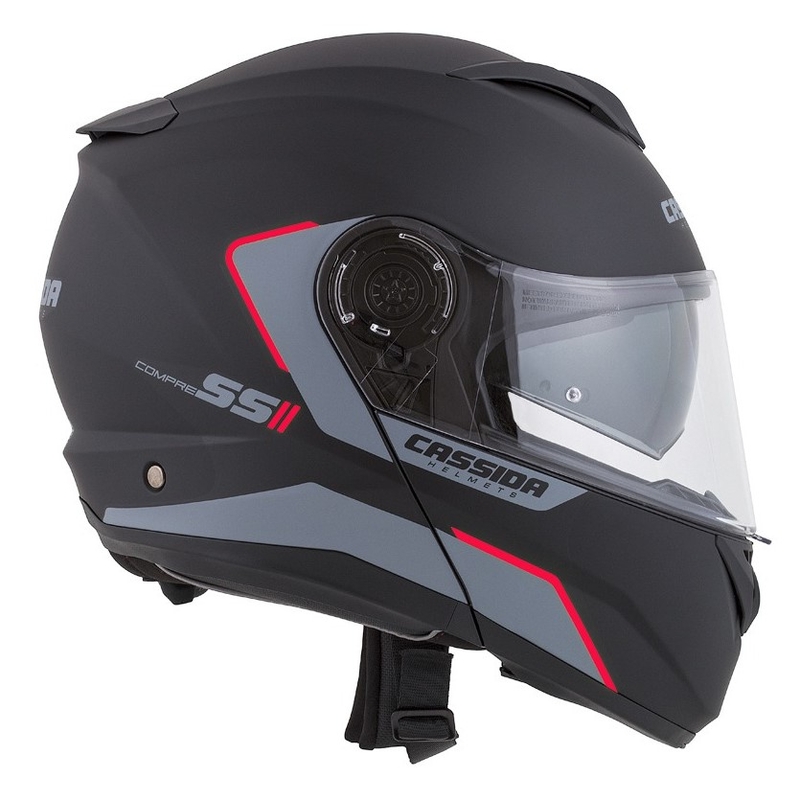 Motociklistička kaciga na preklop Cassida Compress 2.0 Refraction crno-sivo-crvena