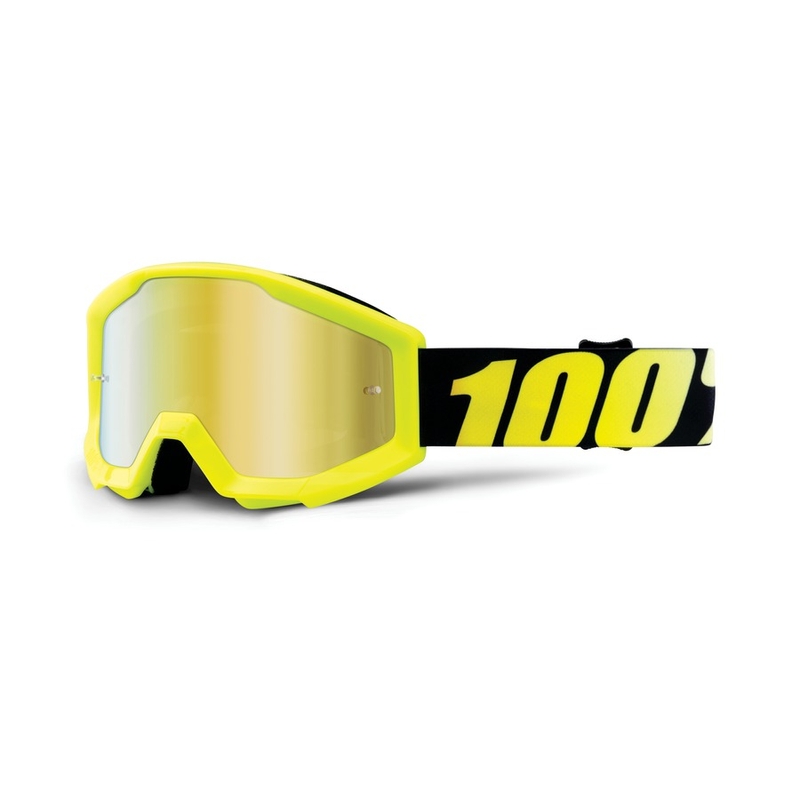 Dječje motocross naočale 100% Strata fluo yellow (zlato krom plexi)