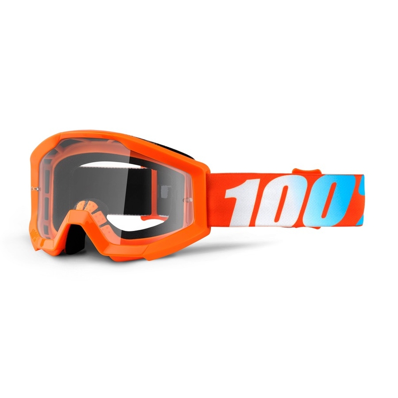 Dječje naočale za motocross 100% Strata Orange (prozirni pleksiglas)