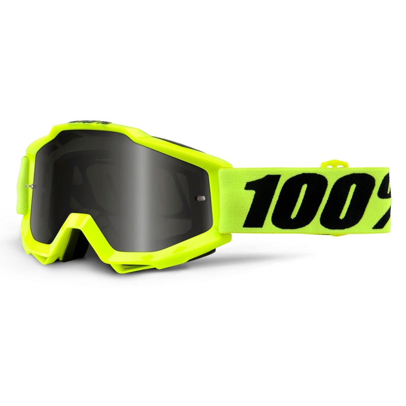 Naočale za motocross 100% Accuri Sand fluo žute (dim + prozirni pleksiglas)