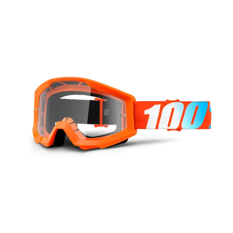 Naočale za motocross 100% Strata Orange (prozirni pleksiglas)