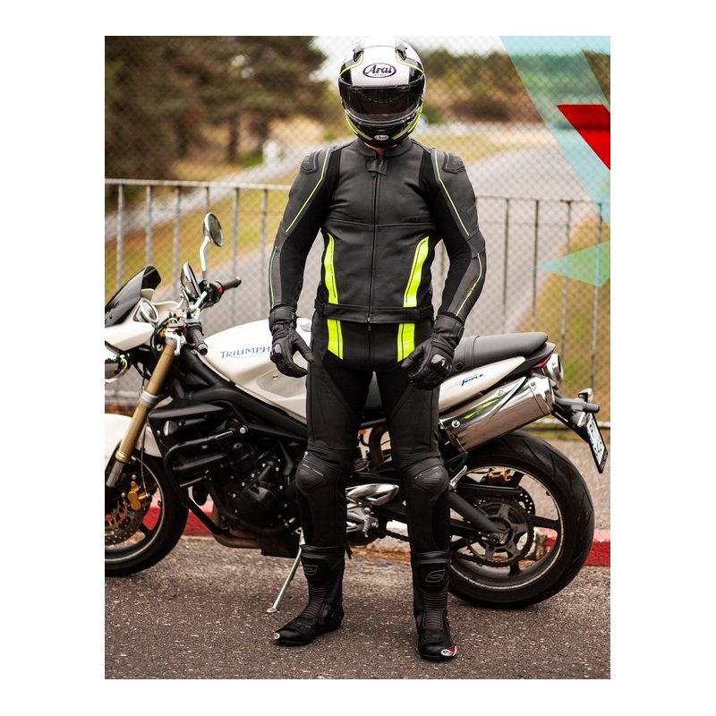 Motorističke hlače Ozone Volt crno-fluo žute rasprodaja
