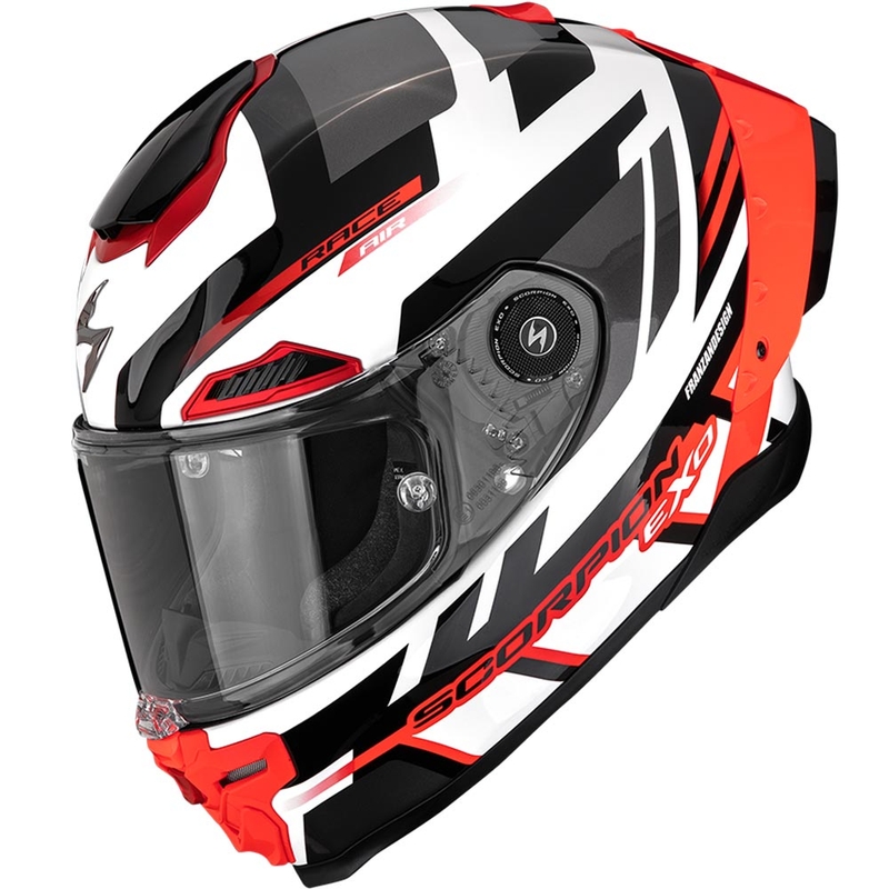 Scorpion EXO-RACE Air Carbon Fury kaciga za motocikle s punim licem, bijelo-srebrno-crvena