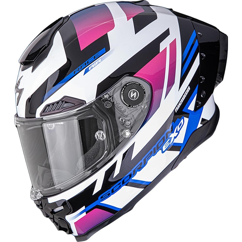 Scorpion EXO-RACE Air Carbon Fury kaciga za motocikle s punim licem, bijelo-ružičasto-plava