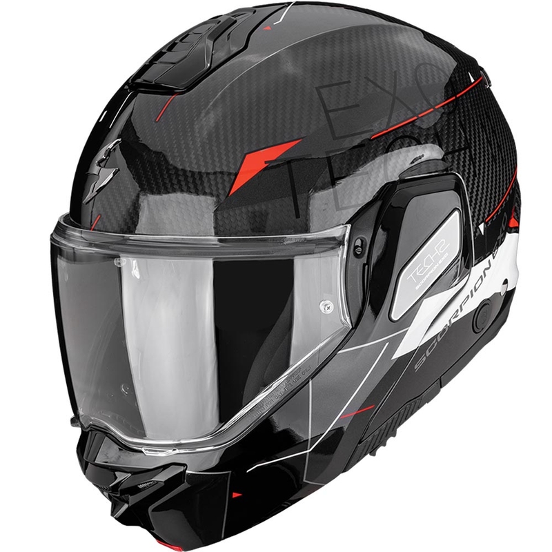 Scorpion EXO-TECH II Carbon Viator preklopna motociklistička kaciga crno-bijelo-crvena