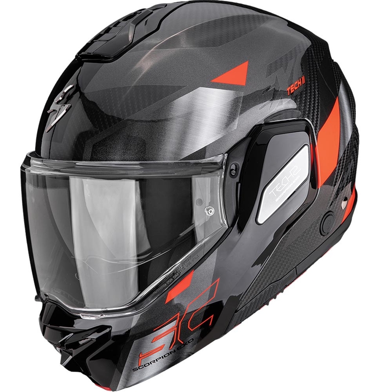 Scorpion EXO-TECH II Carbon Drift preklopna motociklistička kaciga crno-srebrno-crvena