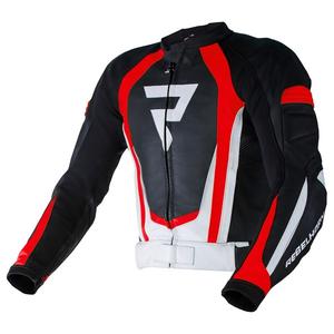Motociklistička jakna Rebelhorn Piston II PRO crno-bijela-fluo crvena rasprodaja