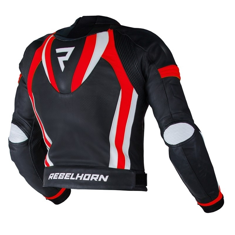Motociklistička jakna Rebelhorn Piston II PRO crno-bijela-fluo crvena rasprodaja