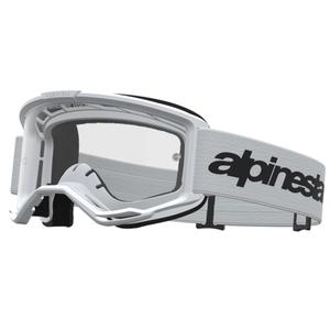 Alpinestars Vision 3 Wordmark motokros naočale bijelo-crne s prozirnim pleksiglasom