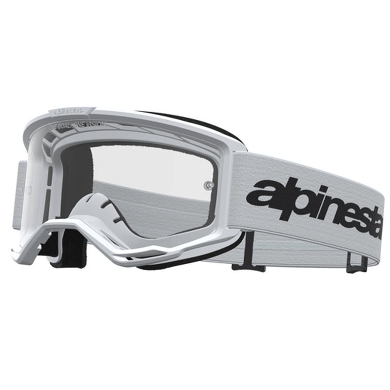 Alpinestars Vision 3 Wordmark motokros naočale bijelo-crne s prozirnim pleksiglasom