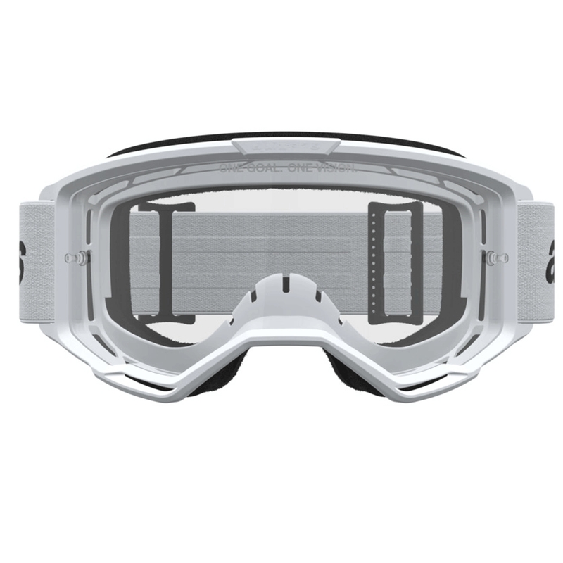 Alpinestars Vision 3 Wordmark motokros naočale bijelo-crne s prozirnim pleksiglasom