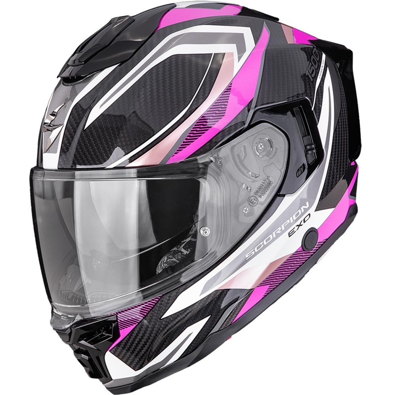 Scorpion EXO-1500 Carbon Air Hydro kaciga za motocikle s punim licem, crno-bijelo-roza