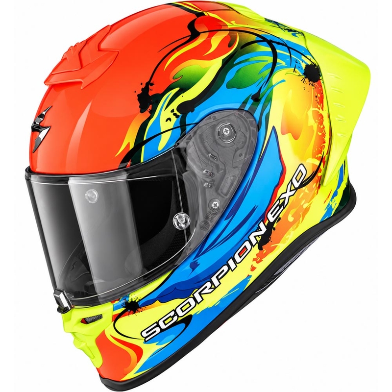 Scorpion EXO-R1 EVO II Air Thrust integralna motociklistička kaciga fluo crveno-plavo-žuta
