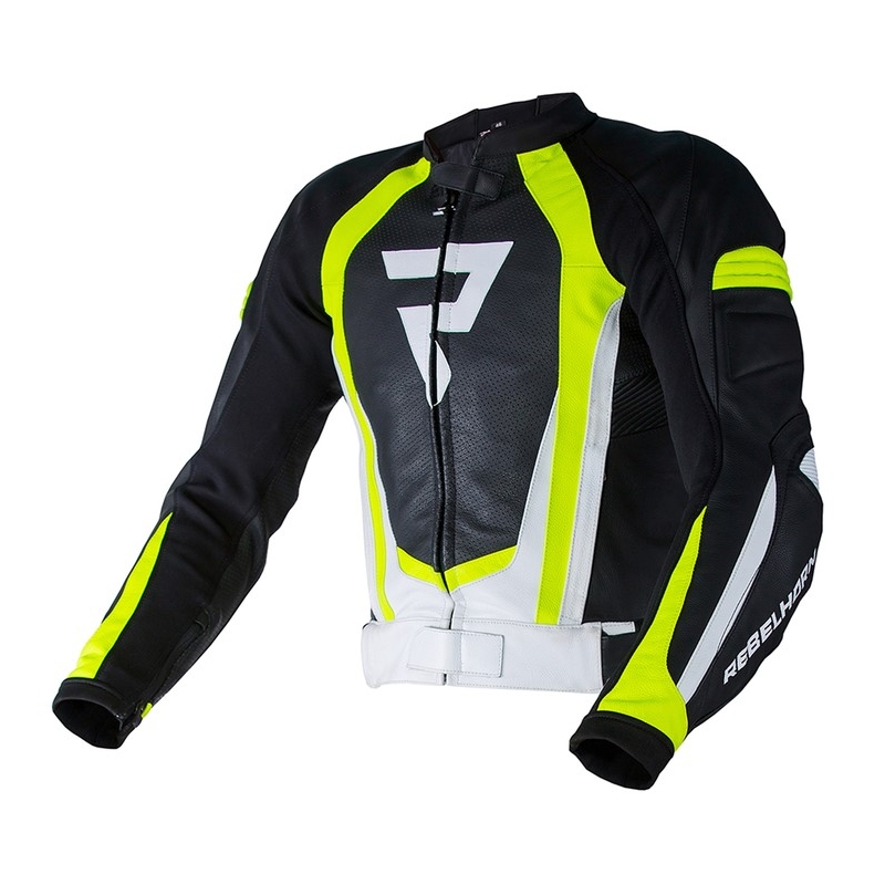 Motociklistička jakna Rebelhorn Piston II PRO Crno-Bijela-Fluo Žuta rasprodaja