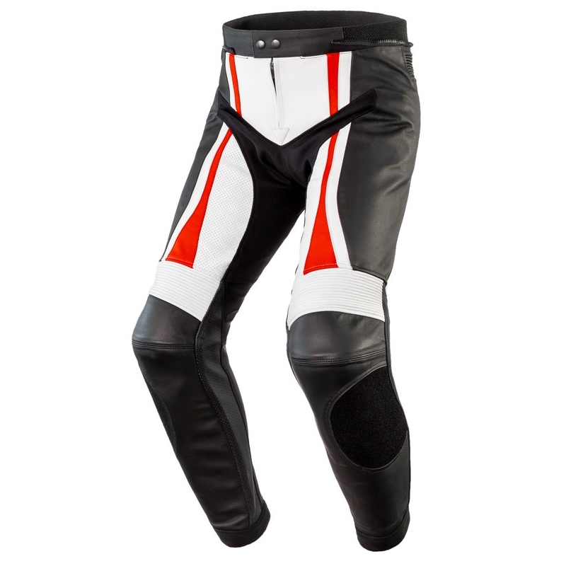 Motociklističkih hlača Rebelhorn Piston II PRO crno-bijelo-fluo crvene boje rasprodaja