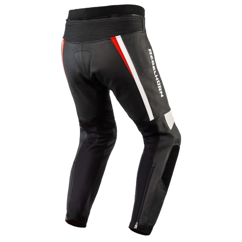 Motociklističkih hlača Rebelhorn Piston II PRO crno-bijelo-fluo crvene boje rasprodaja