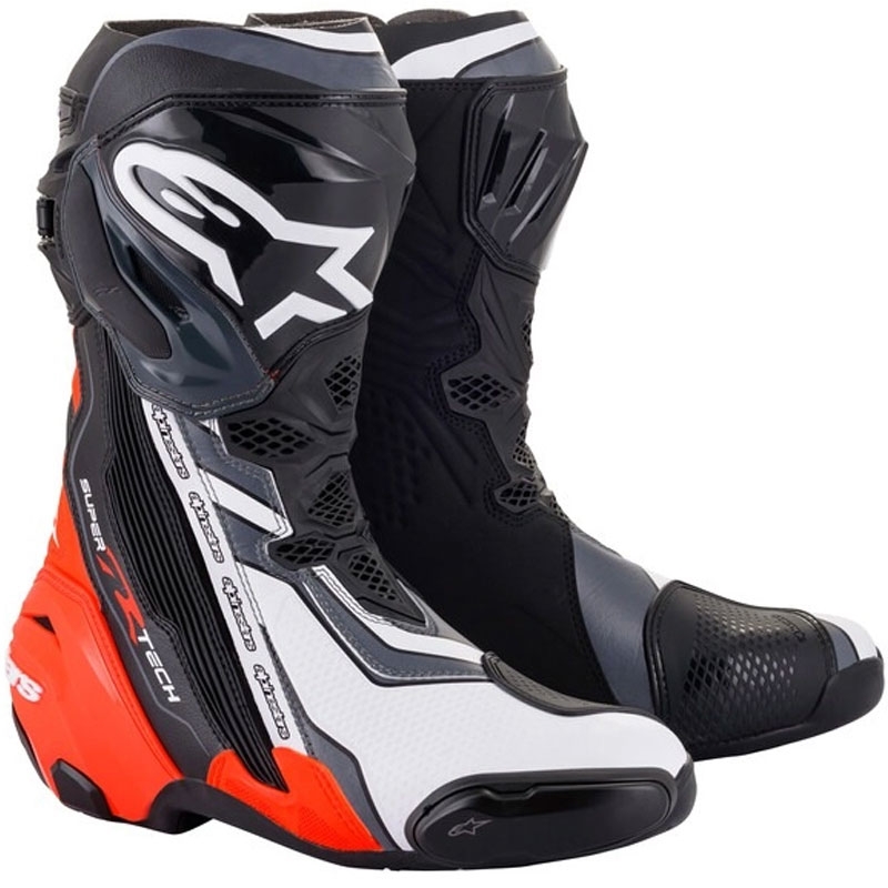 Alpinestars Supertech R motorističke čizme crno-fluo crveno-bijelo-sive
