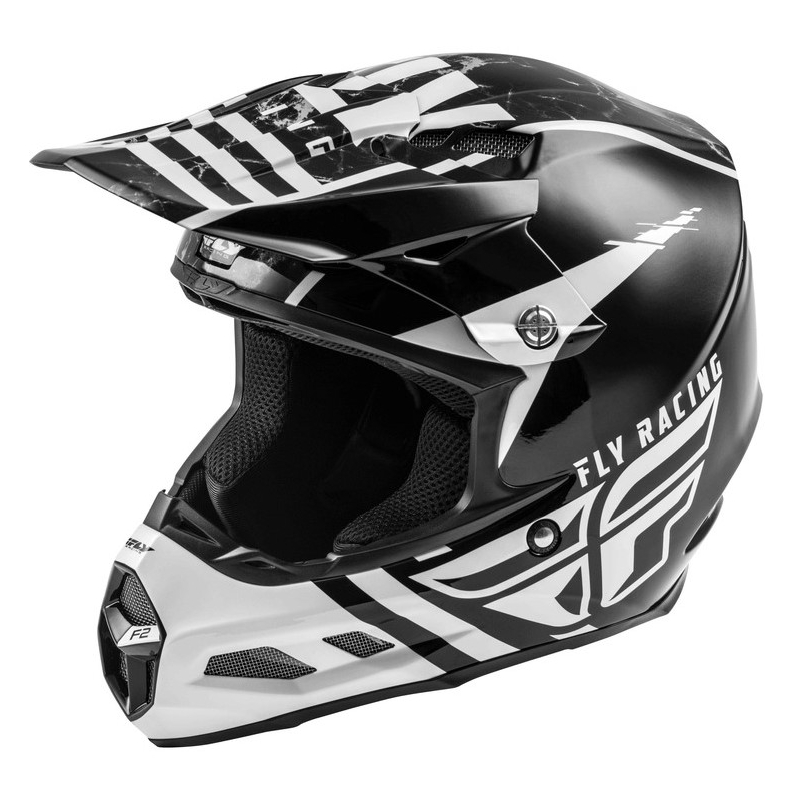 Motocross kaciga FLY Racing F2 Carbon Granite bijelo-crno-siva