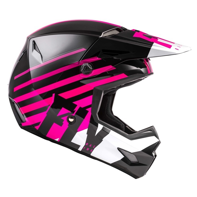 Motocross kaciga FLY Racing Kinetic Thrive roza-crno-bijela