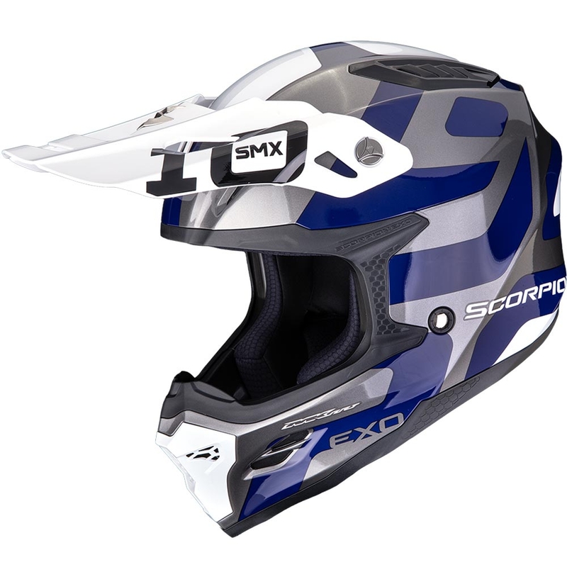 Scorpion SMX-10 Leap kaciga za motokros srebrno-plava