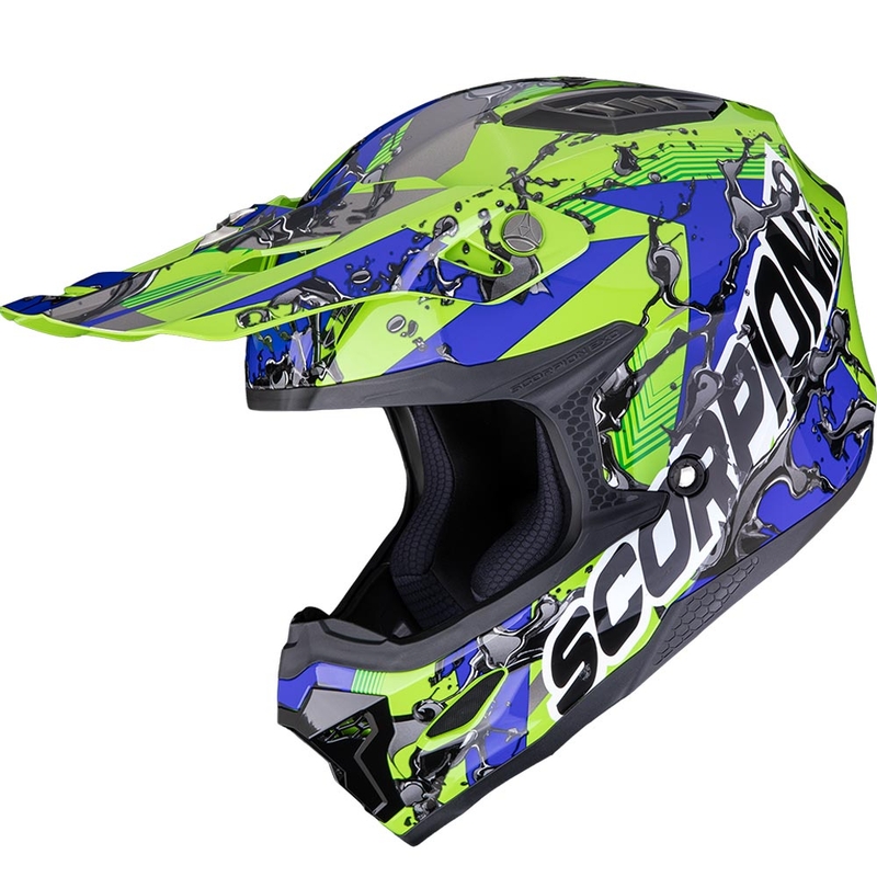 Kaciga za motokros Scorpion SMX-10 Gasoline zeleno-plavo-crna