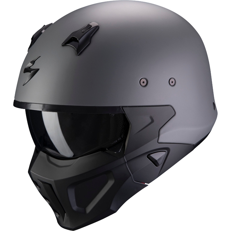Otvorena kaciga s maskom Scorpion COVERT-X Jednobojna siva mat