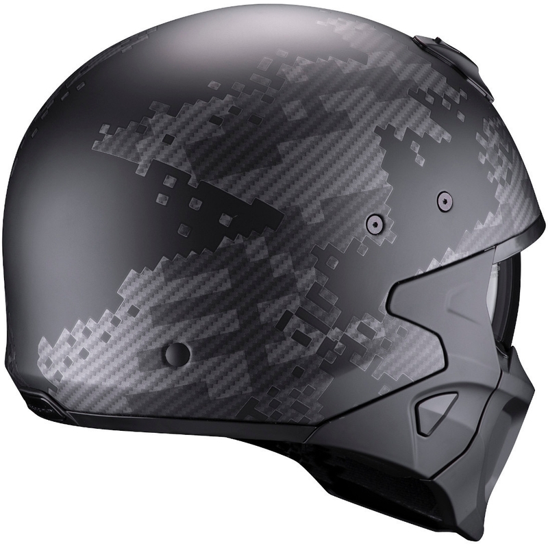 Otvorena kaciga s maskom Scorpion COVERT-X Xborg crno-srebrna