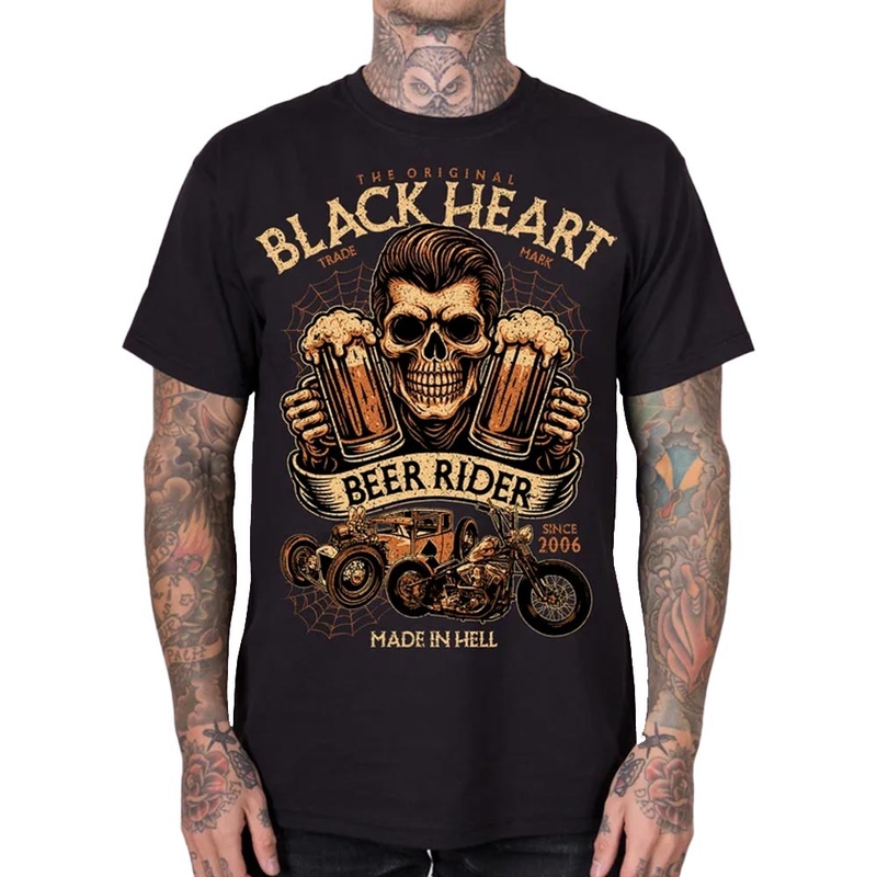 Majica kratkih rukava Black Heart Beer Rider crna