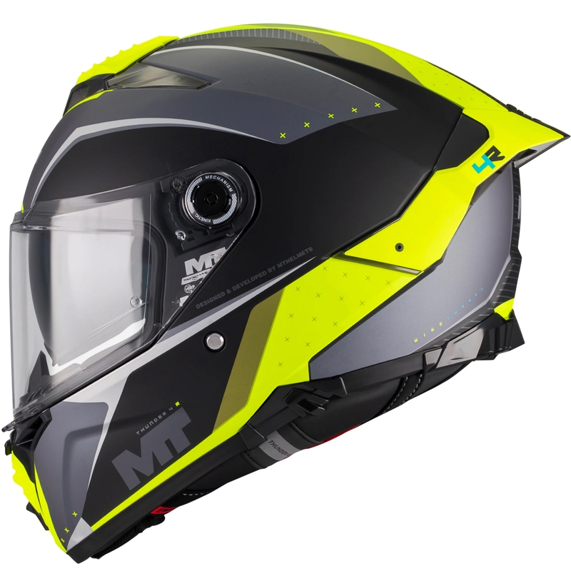 Integralna motociklistička kaciga MT Thunder 4 R SV Wind Tunnel B3 crno-siva-fluo žuta