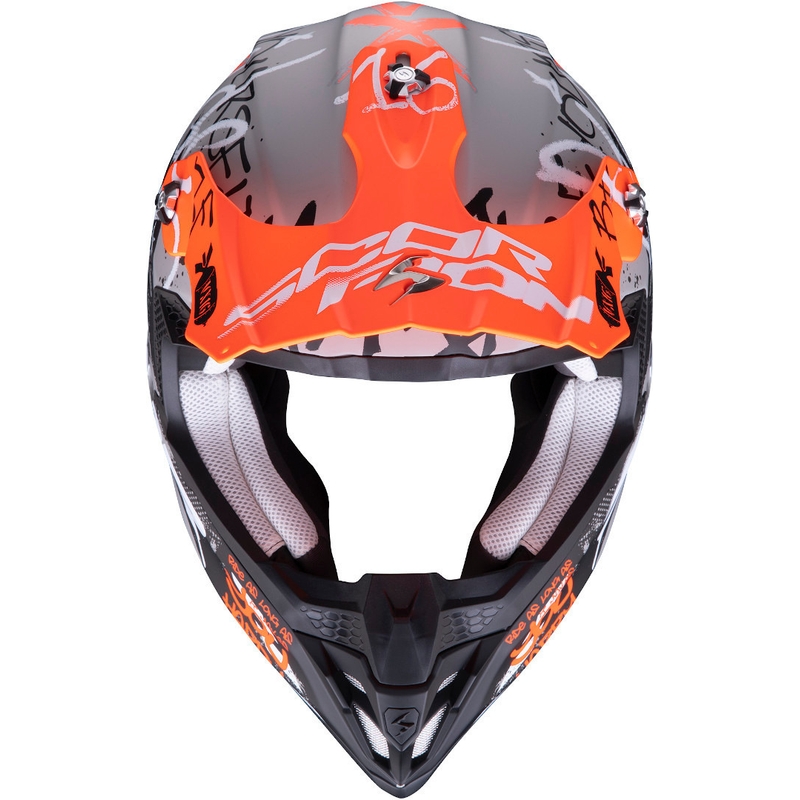 Motocross kaciga Scorpion VX-16 Air Oratio sivo-narančasta