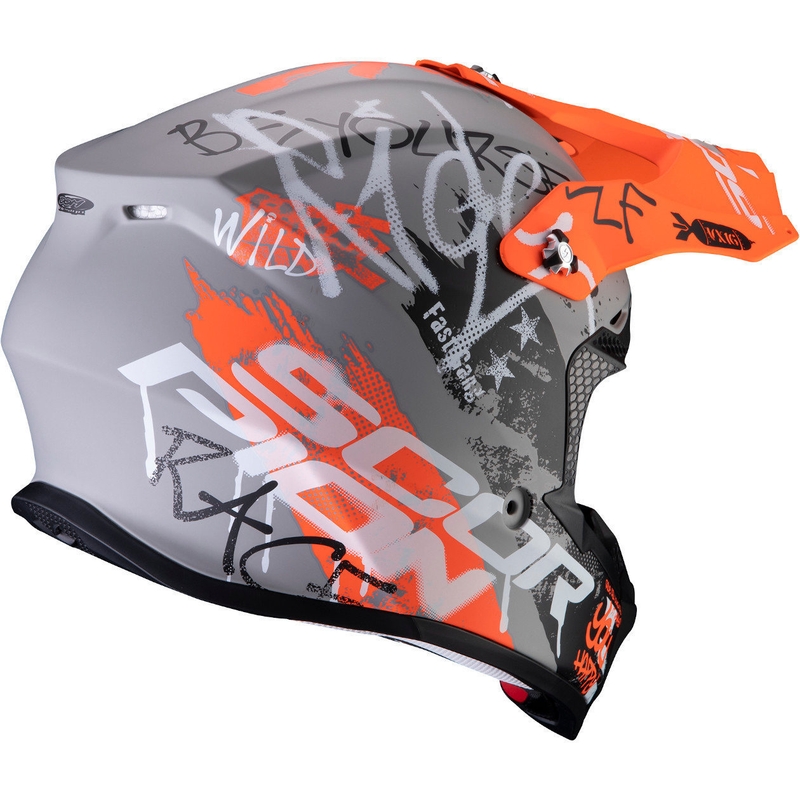 Motocross kaciga Scorpion VX-16 Air Oratio sivo-narančasta