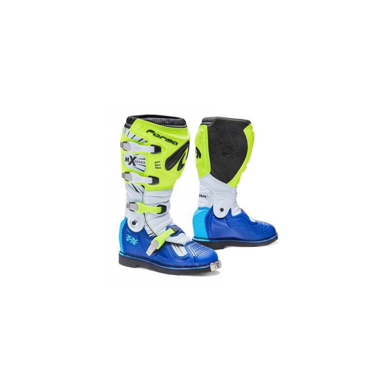 Motorističke čizme Forma Terrain TX bijele-plave-fluo žute