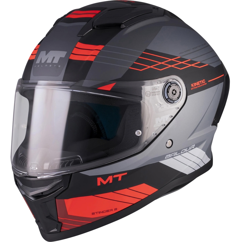 Integralna motociklistička kaciga MT Stinger 2 Baldur C15 mat crno-sivo-crvena