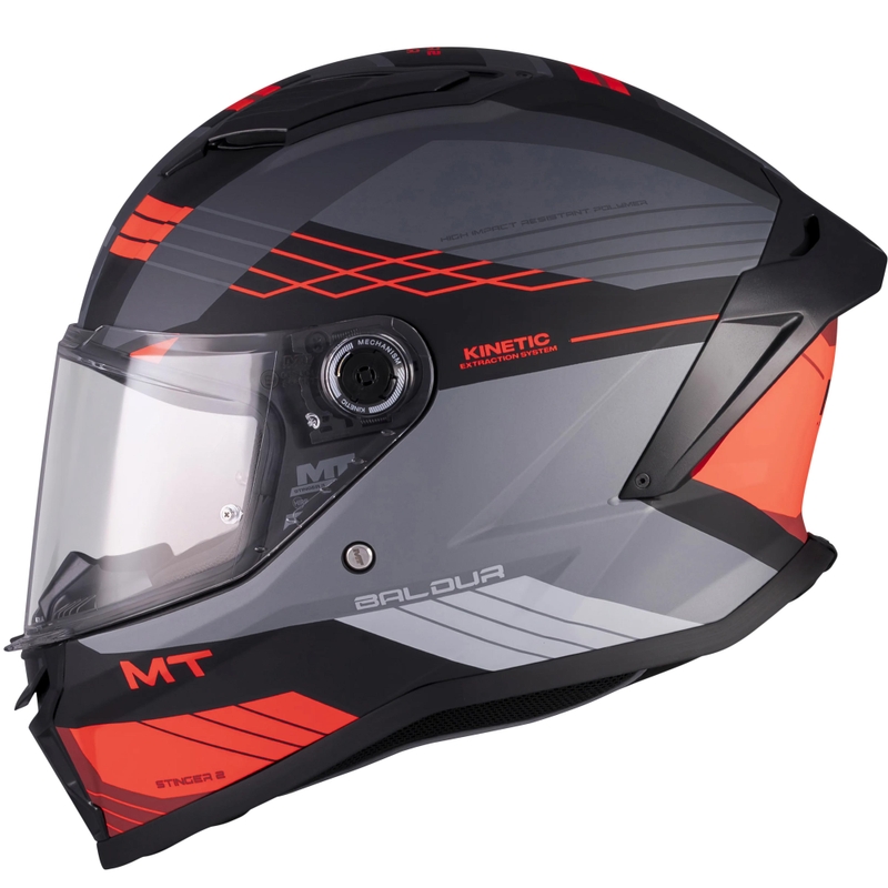 Integralna motociklistička kaciga MT Stinger 2 Baldur C15 mat crno-sivo-crvena