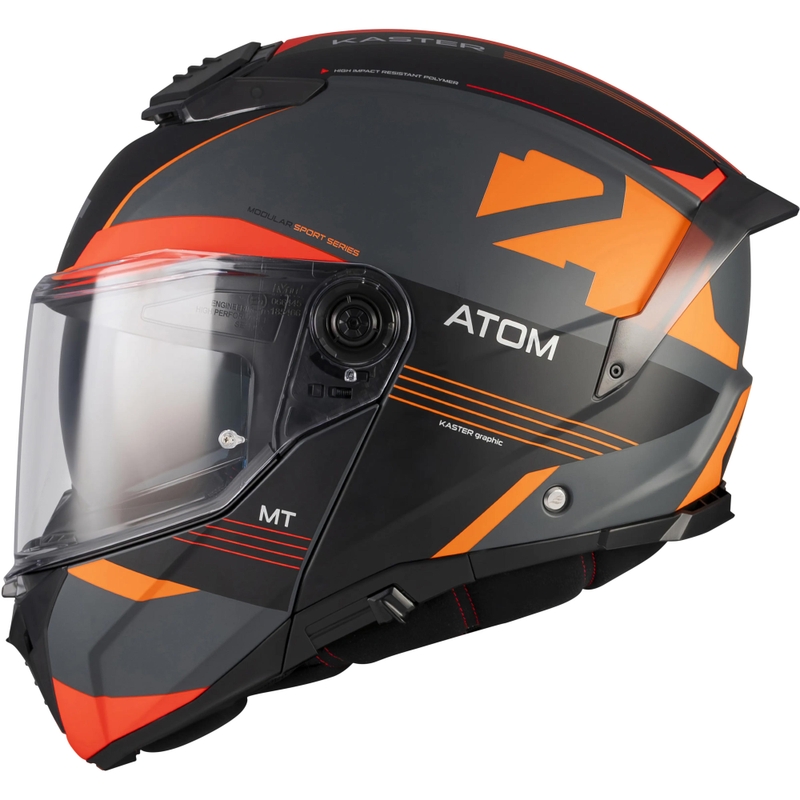 Preklopna motociklistička kaciga MT Atom 2 SV Kaster C14 mat crno-sivo-narančasta
