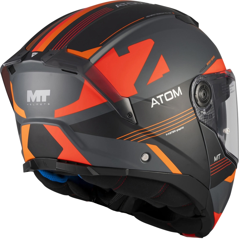 Preklopna motociklistička kaciga MT Atom 2 SV Kaster C14 mat crno-sivo-narančasta