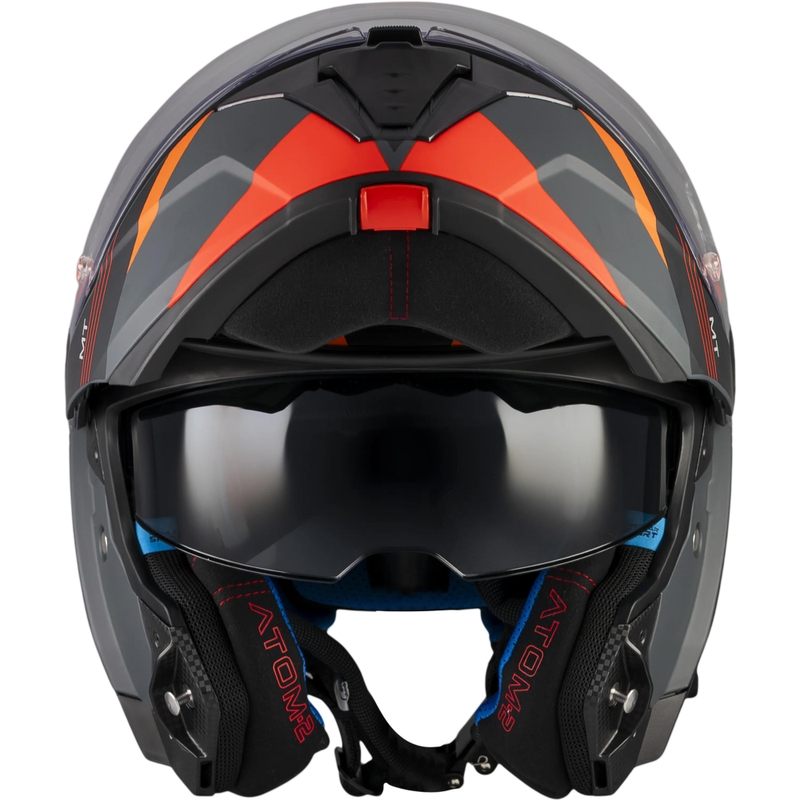 Preklopna motociklistička kaciga MT Atom 2 SV Kaster C14 mat crno-sivo-narančasta