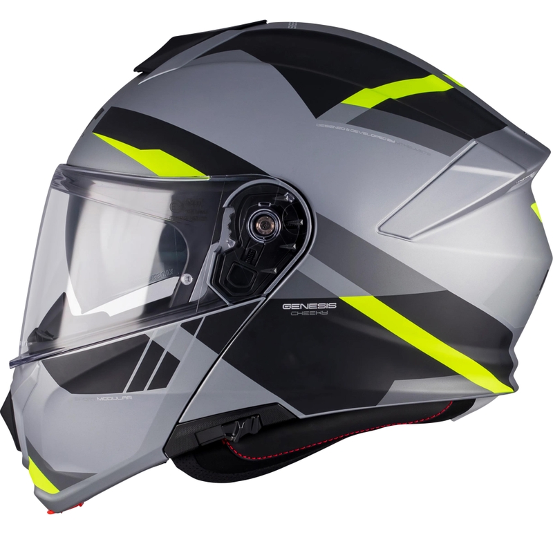 Preklopna motociklistička kaciga MT Genesis R SV Cheeky C3 crno-sivo-fluo žuta