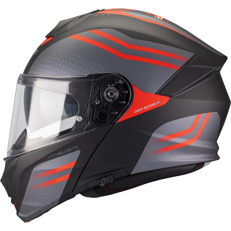 Preklopna motociklistička kaciga MT Genesis R SV Vibe B5 mat crno-sivo-crvena