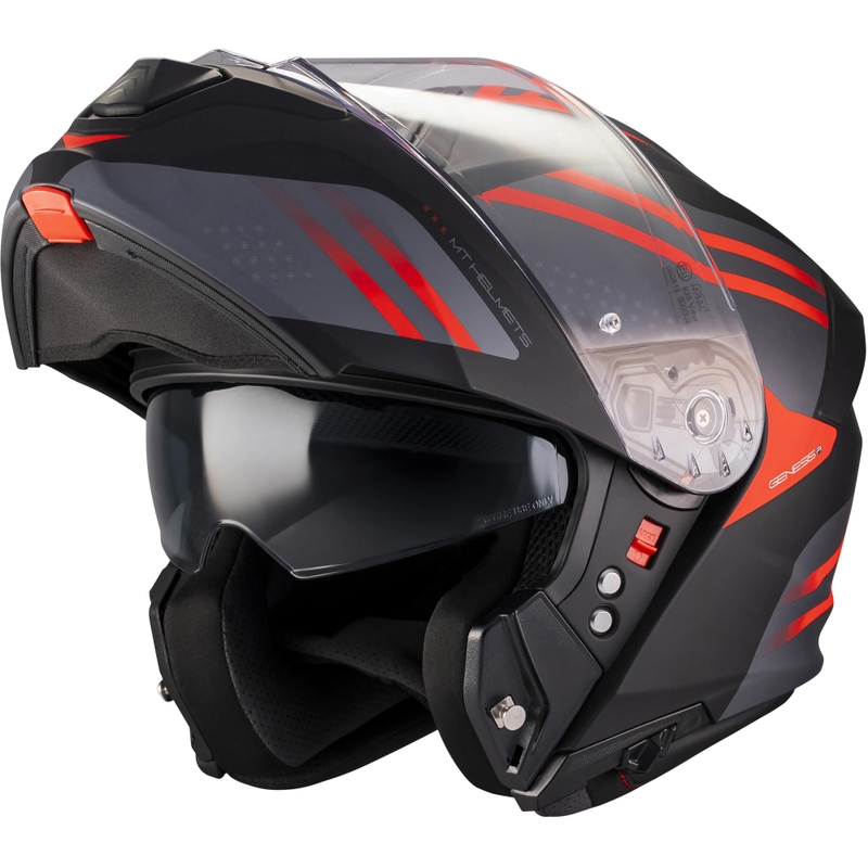 Preklopna motociklistička kaciga MT Genesis R SV Vibe B5 mat crno-sivo-crvena