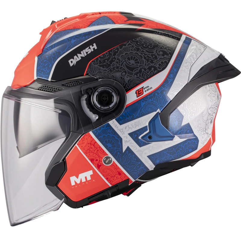 Otvorena motociklistička kaciga MT Cosmo SV Danish 26 Season C5 plavo-crveno-bijelo-crna