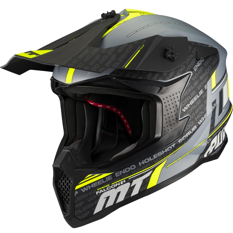 Motokros kaciga MT Falcon S Ruler C2 mat crno-sivo-fluo žuta