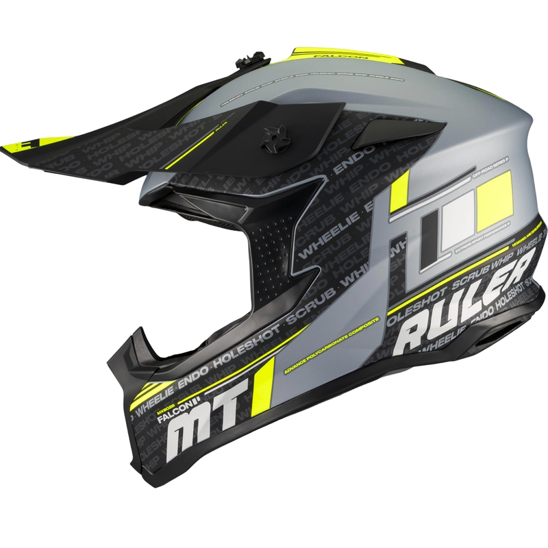 Motokros kaciga MT Falcon S Ruler C2 mat crno-sivo-fluo žuta