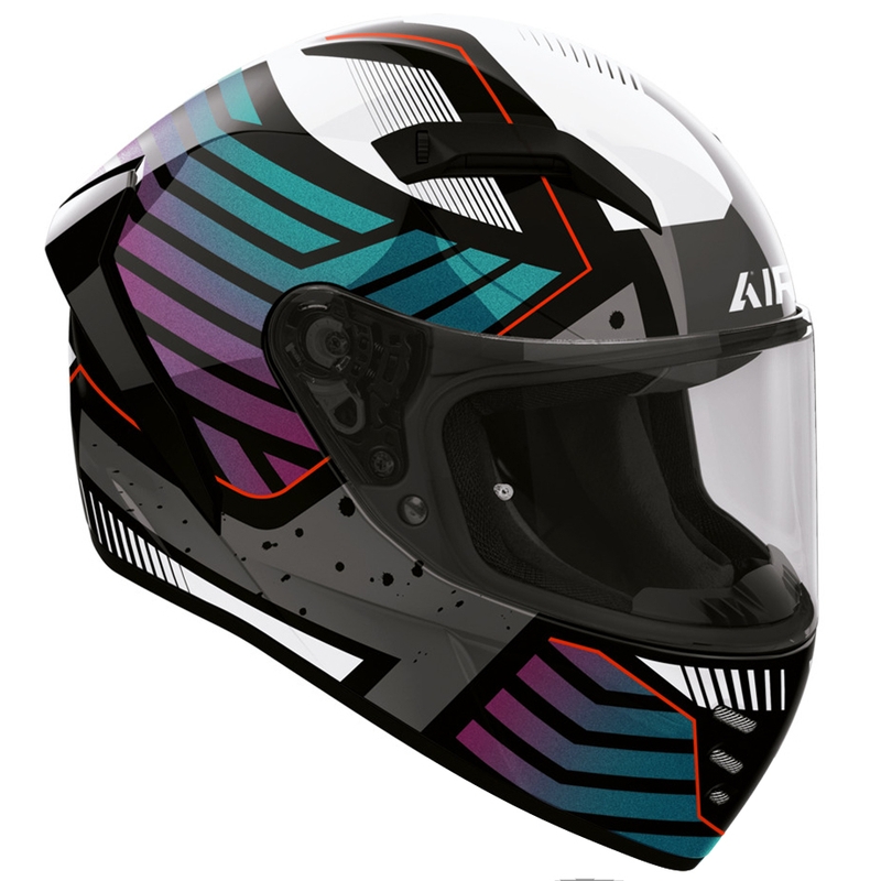 Airoh Connor Flex full-face motociklistička kaciga bijelo-sivo-plavo-ljubičasta