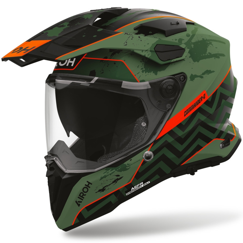 Enduro motociklistička kaciga Airoh Commander 2 Plug mat crno-zeleno-crvena