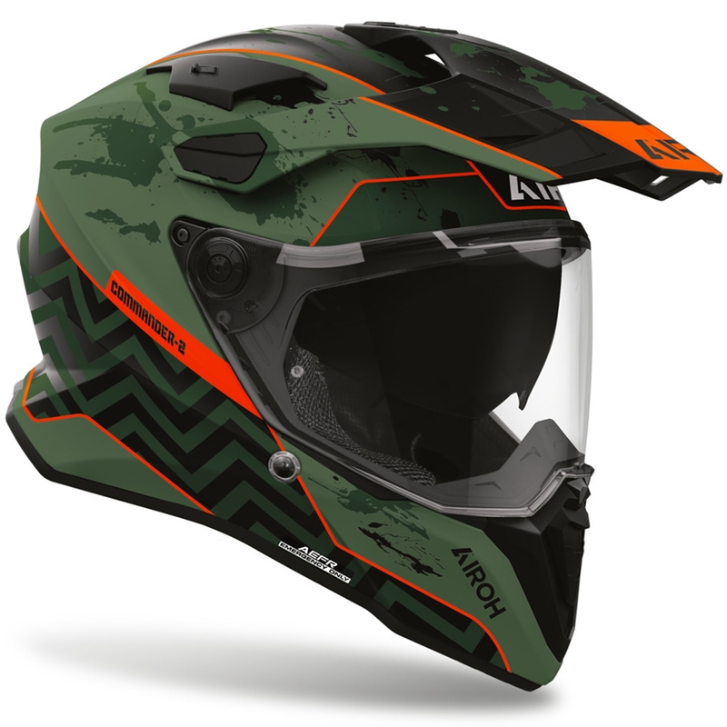 Enduro motociklistička kaciga Airoh Commander 2 Plug mat crno-zeleno-crvena