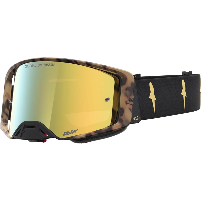 Alpinestars Supertech Zona motocross naočale ograničenog izdanja crno-smeđe boje sa zrcalno zlatnim pleksiglasom