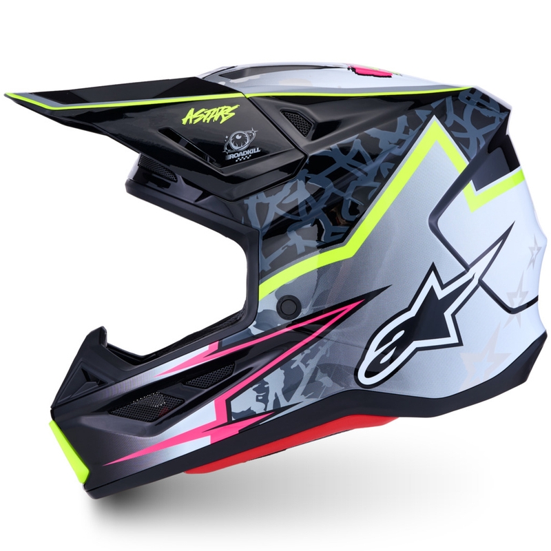 Alpinestars Supertech S-M7 Blaster kaciga za motokros, sivo-fluo žuta